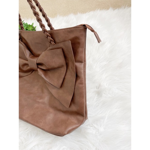 Altar’d State Brown Leather Bow Shoulder Bag Purse - Picture 6 of 15